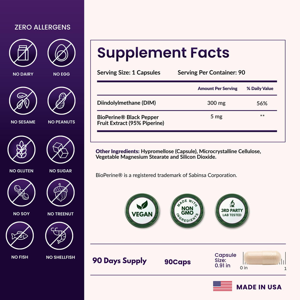 Technical Precision ForestLeaf DIM supplement bottle back panel