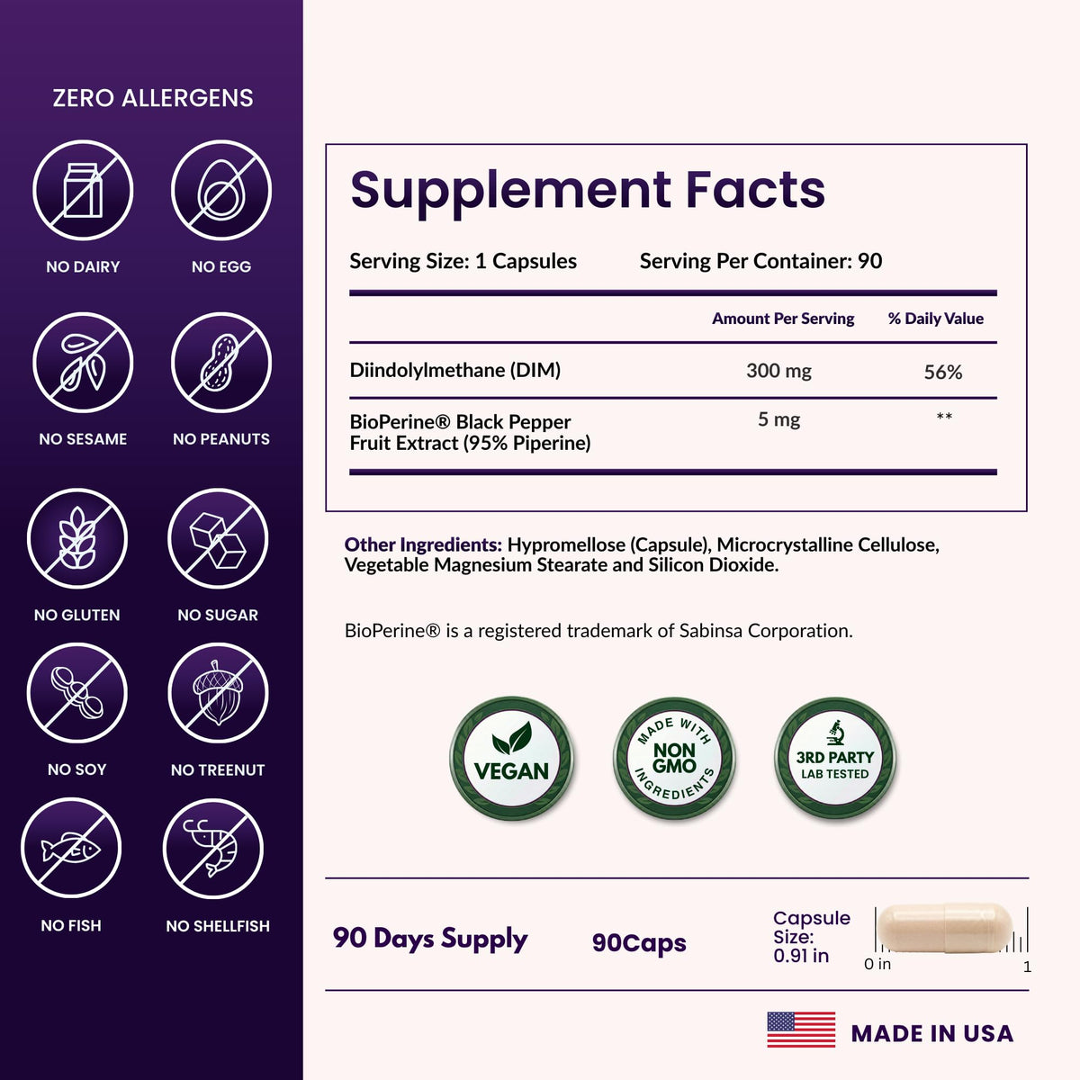 Technical Precision ForestLeaf DIM supplement bottle back panel
