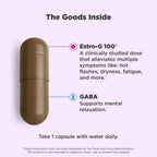 Olly Mellow Menopause vegan capsules product label details