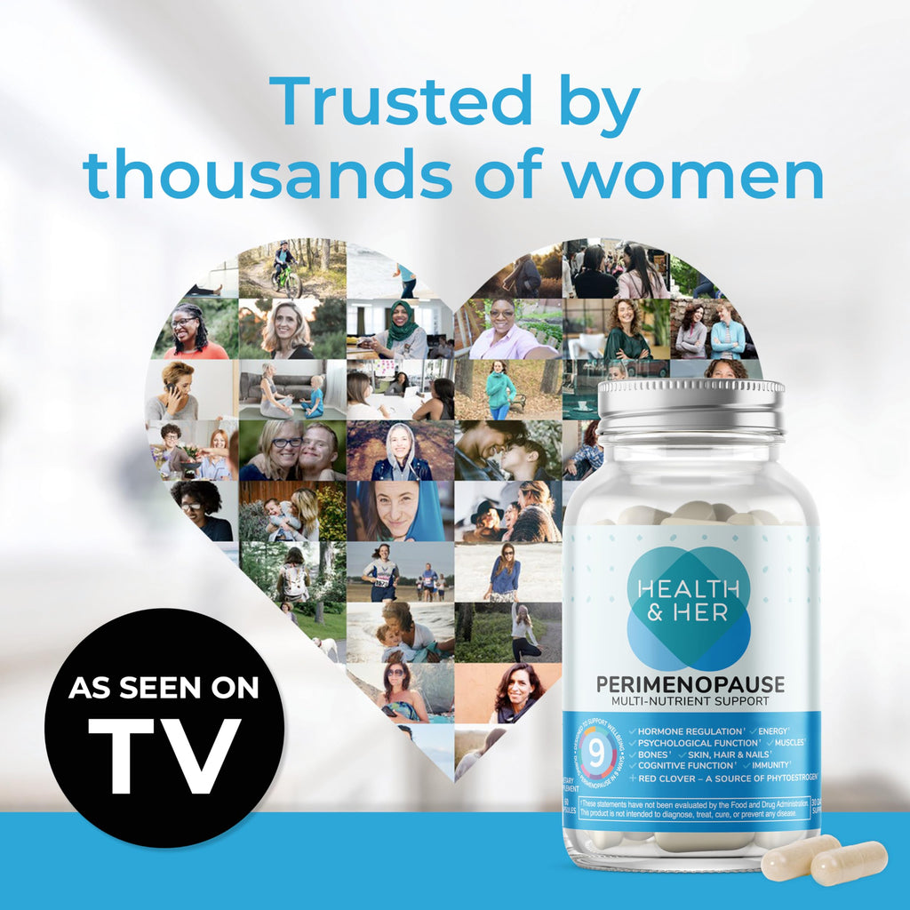 Health And Her Perimenopause 60 Capsules bottle back label ingredients
