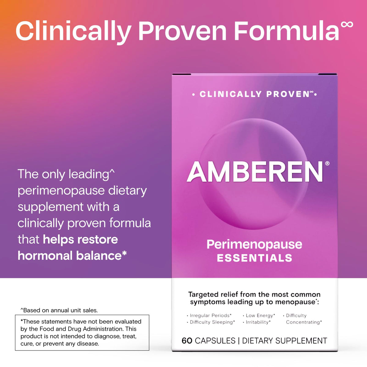 Amberen perimenopause capsules open box arrangement