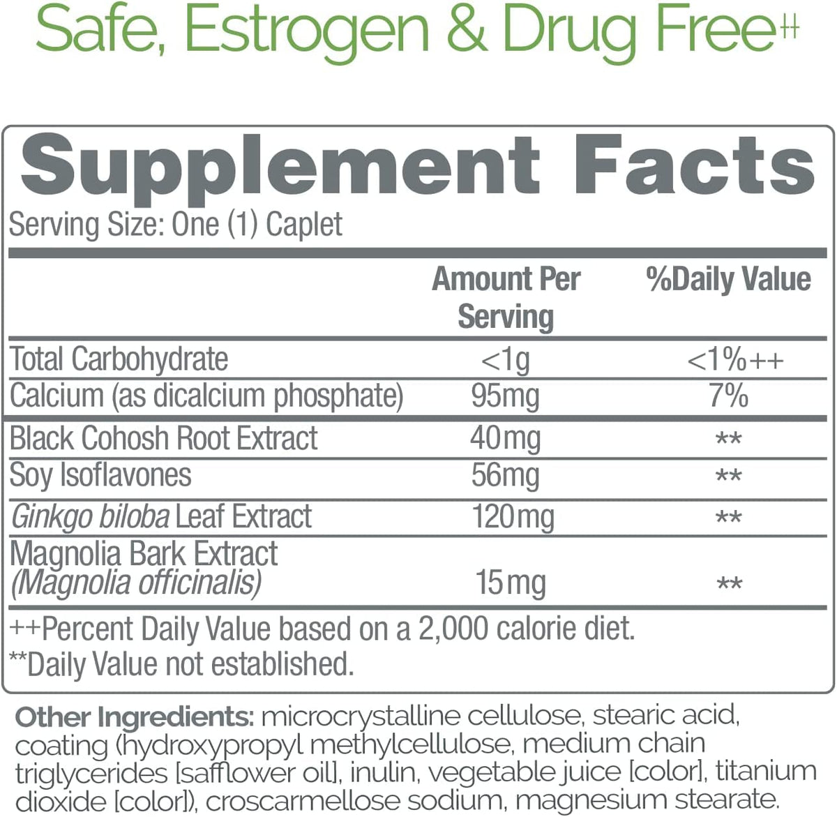 Estroven Menopause Relief Package Back View Details