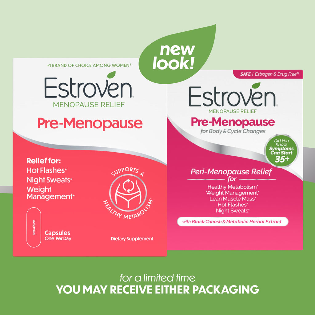 Estroven supplement bottle and capsule layout view