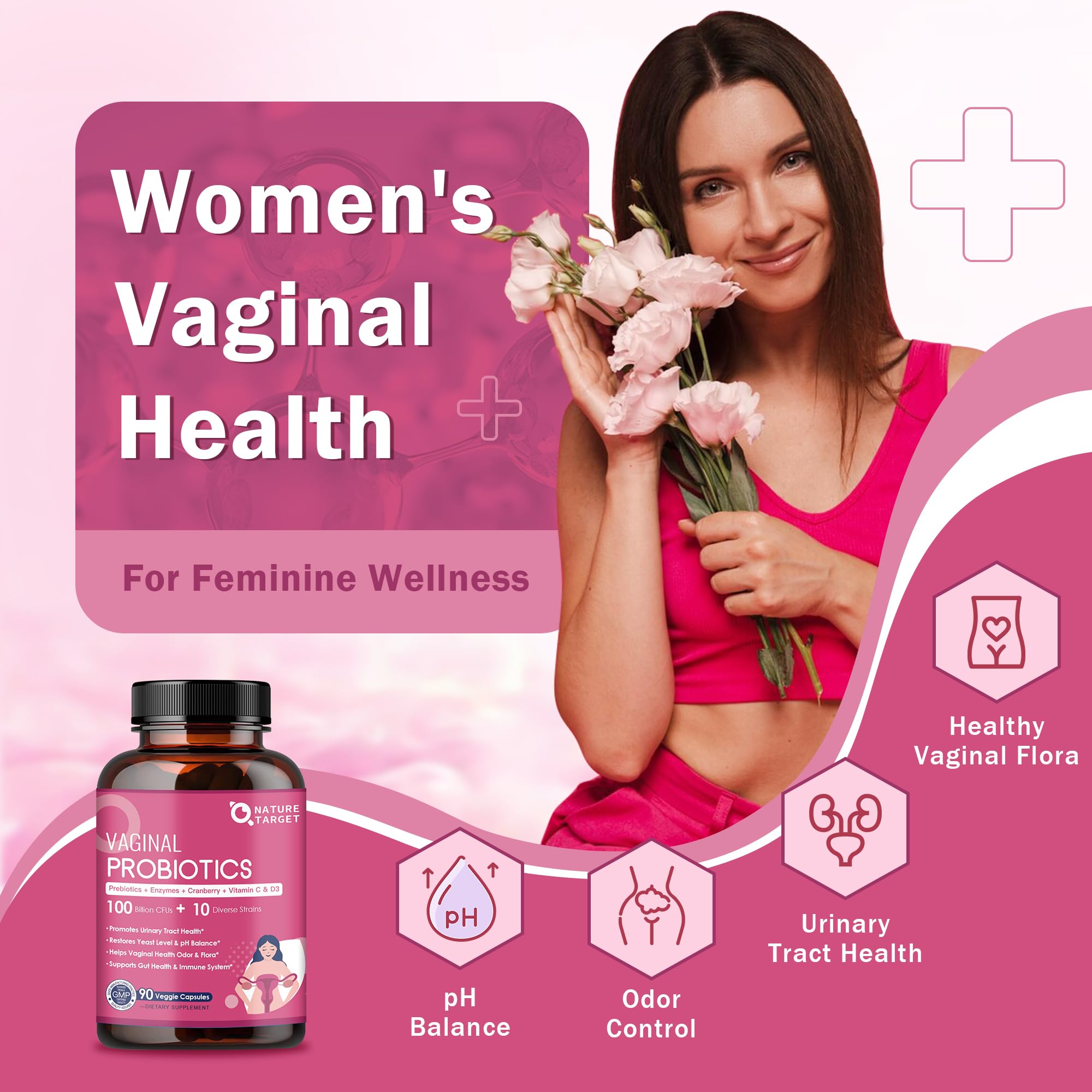 Nature Target 100 Billion CFUs probiotic capsules label details