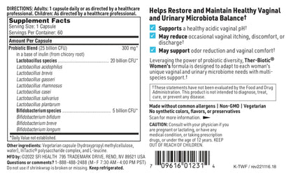 Klaire Labs Ther-Biotic Women's Probiotic hypoallergenic dairy-free gluten-free formula