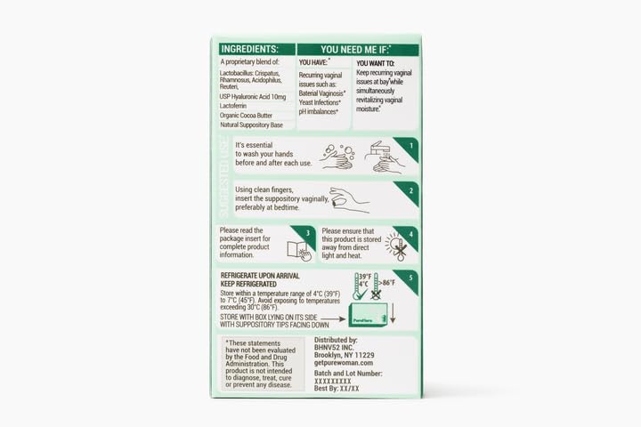 Pure Woman Pure Flora packaging showing 4 strain probiotic blend