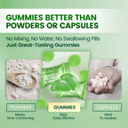 Close up of VivoNu probiotic gummy texture and green apple color