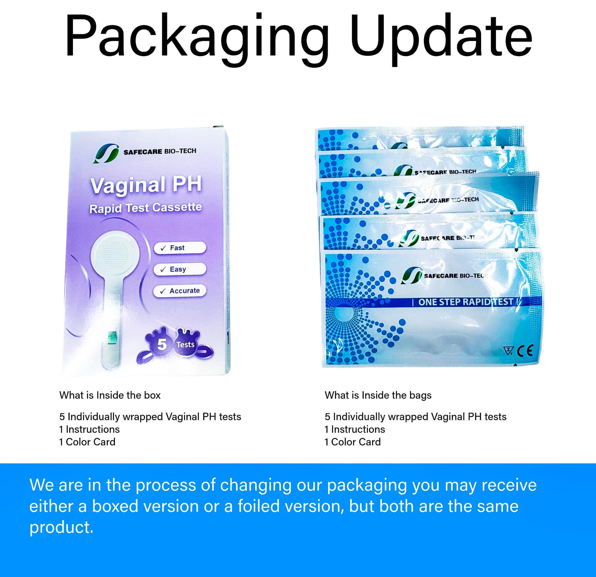 Back of packaging showing instructions for vaginal pH test