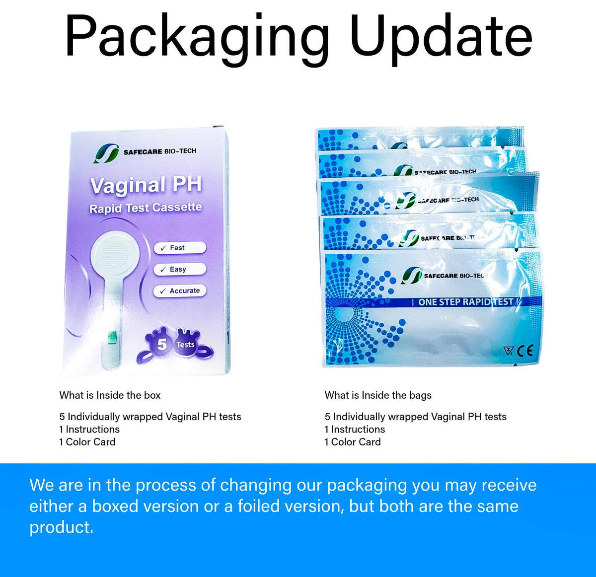 Back of packaging showing instructions for vaginal pH test