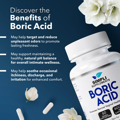 Authentic USA imported Simpli Supplements boric acid packaging
