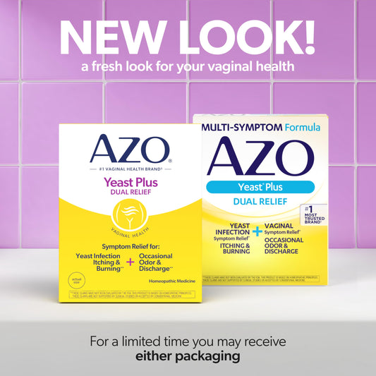 Azo Yeast Plus one hundred twenty capsules two pack supplement facts label