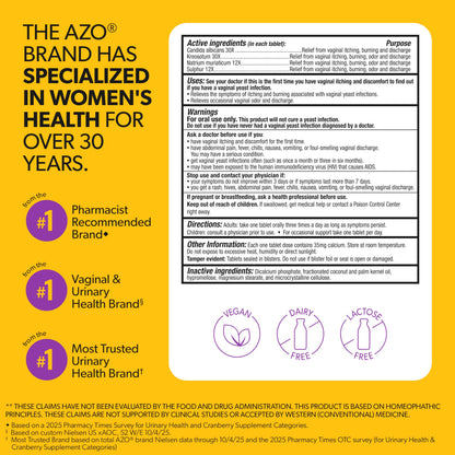 Azo intimate health tablets for vaginal itching and burning relief