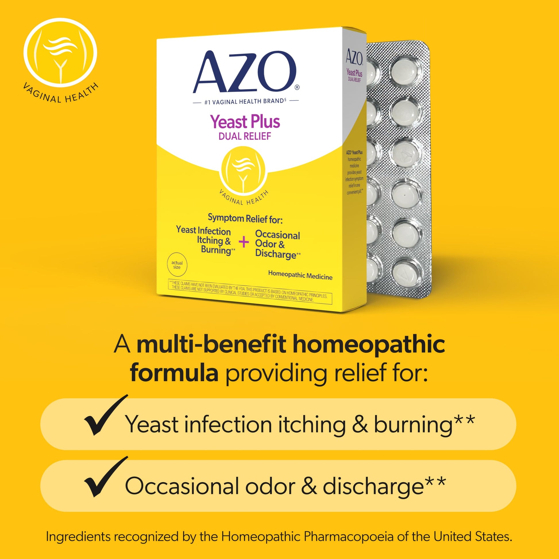 Authentic USA imported Azo dual relief homeopathic medicine box