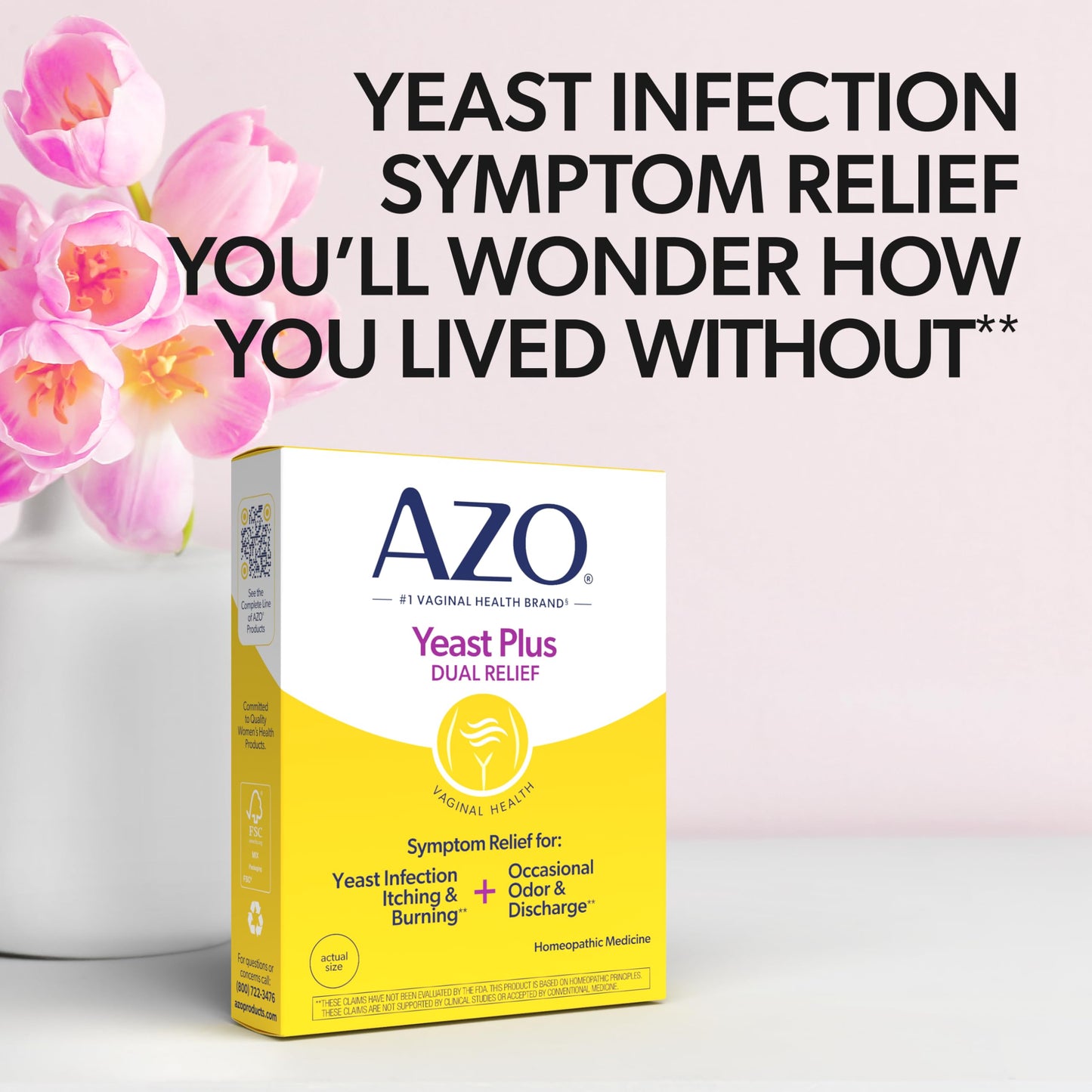 Azo vaginal health and odor relief pills packaging back view