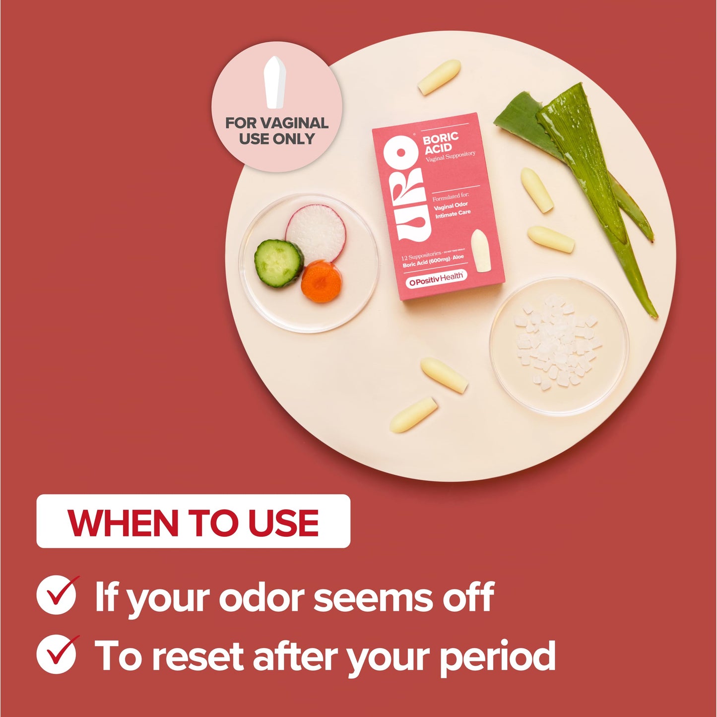 Side view of O Positiv vaginal health product box