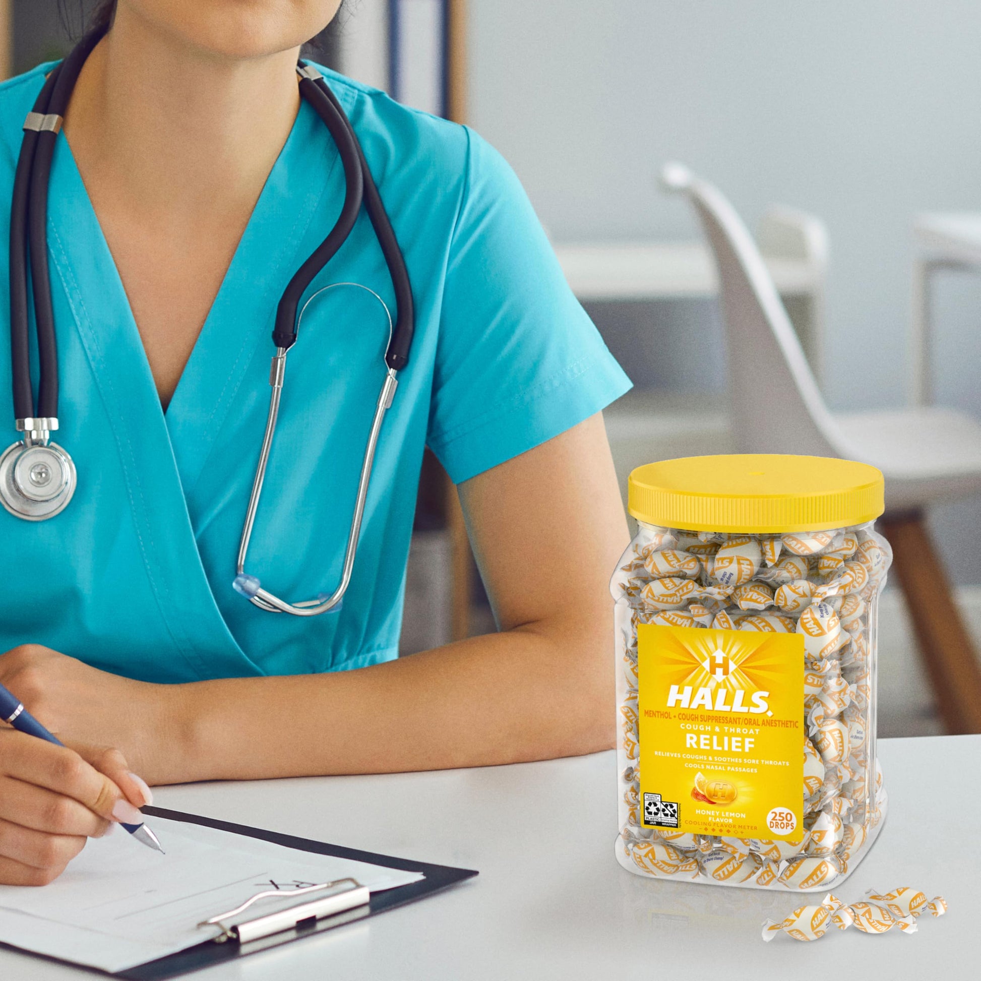 Premium HALLS honey lemon throat relief lozenges imported from America