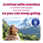 Ricola herbal throat lozenges nutrition facts and ingredient list label view.