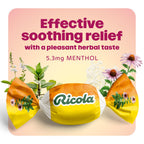 Ricola Swiss alpine herbs oral anesthetic drops for sore throat relief.