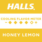 HALLS sore throat relief drops showing ingredient details and directions.