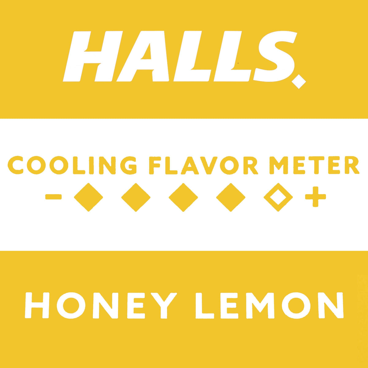 HALLS sore throat relief drops showing ingredient details and directions.