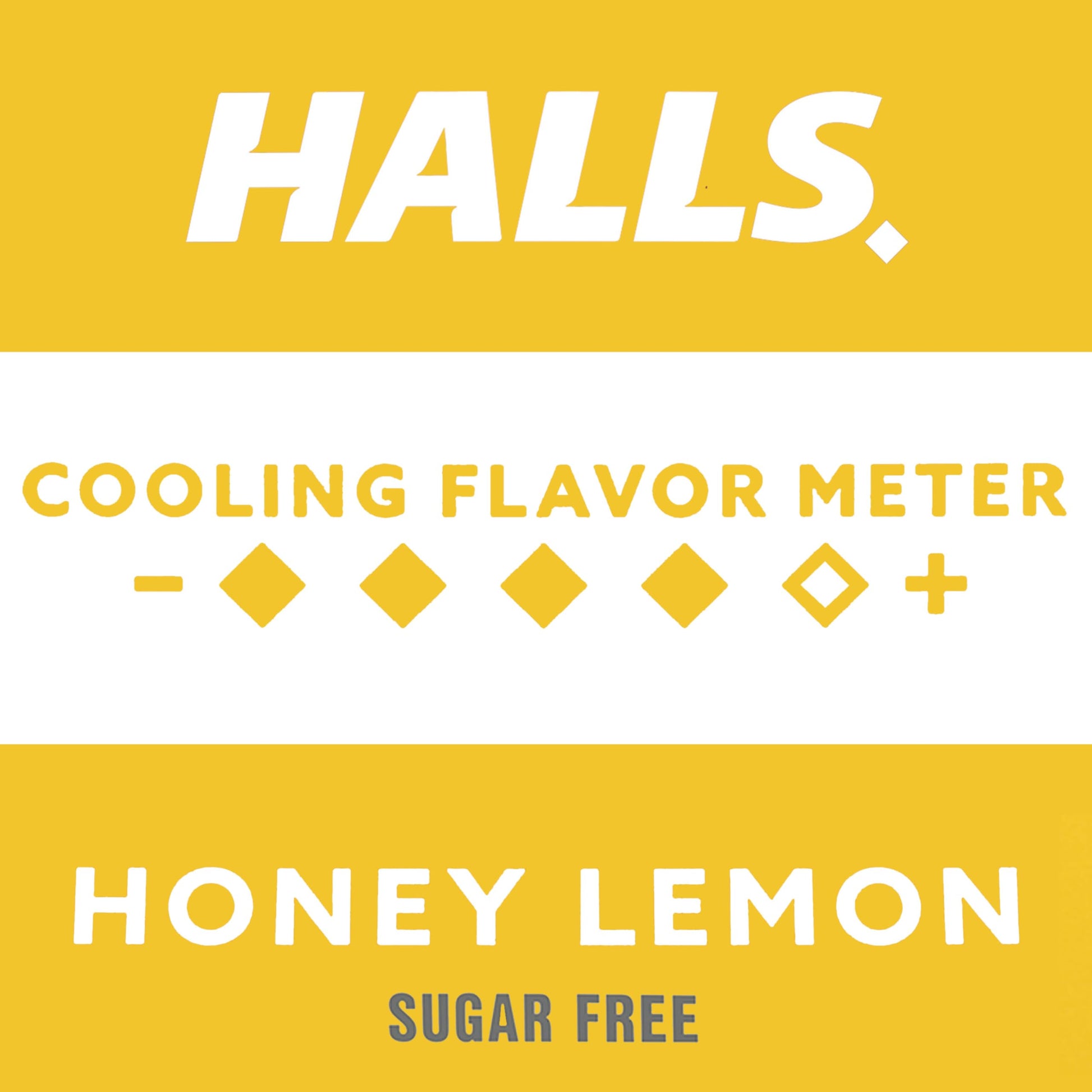 HALLS honey lemon sugar free individual drop packaging display