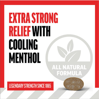 Back label of Fisherman's Friend lozenges highlighting the 10mg natural menthol active ingredient facts.