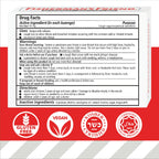 Close up view of the vegan and gluten free certifications on the Fisherman's Friend packaging.