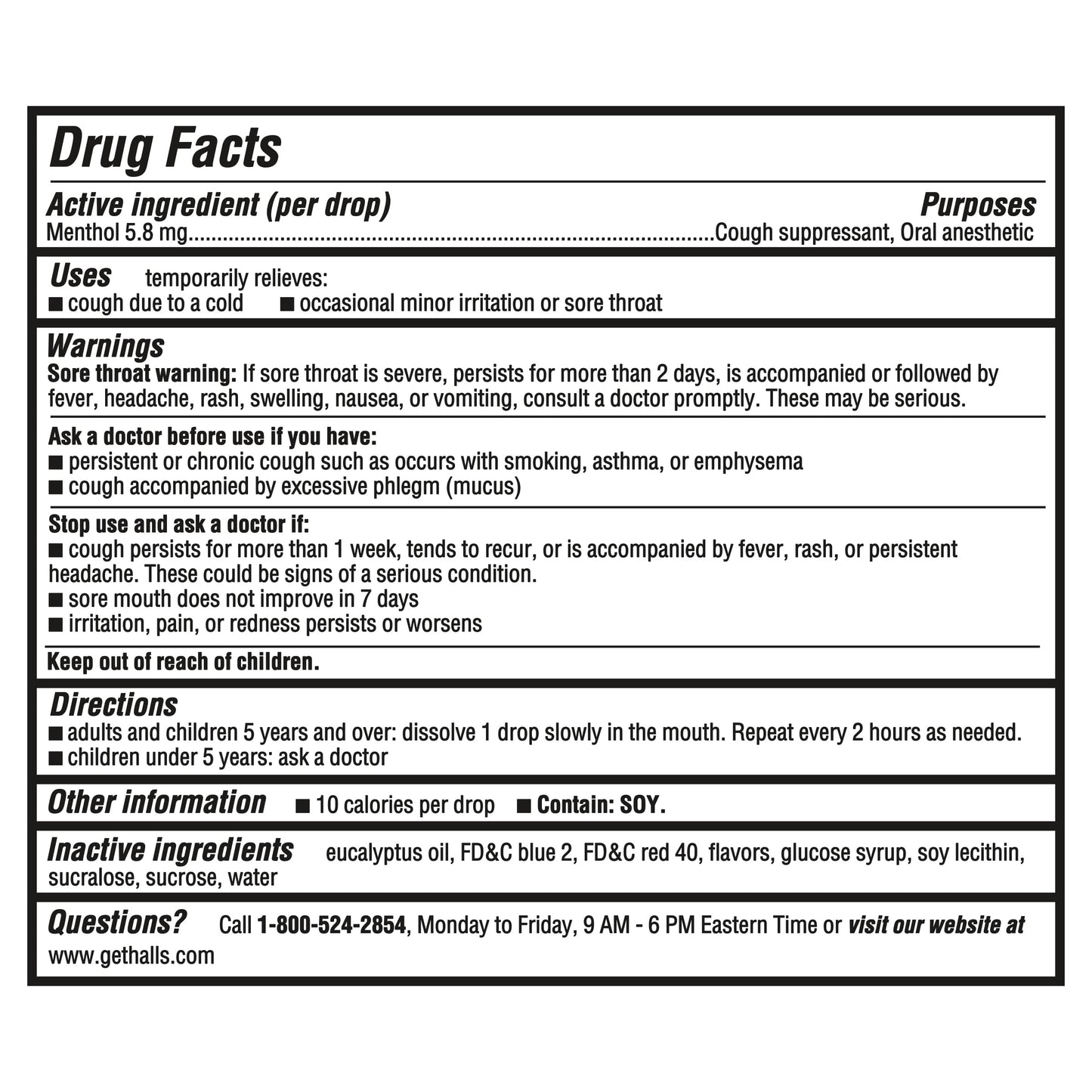 Authentic imported Halls cough drops bulk bag
