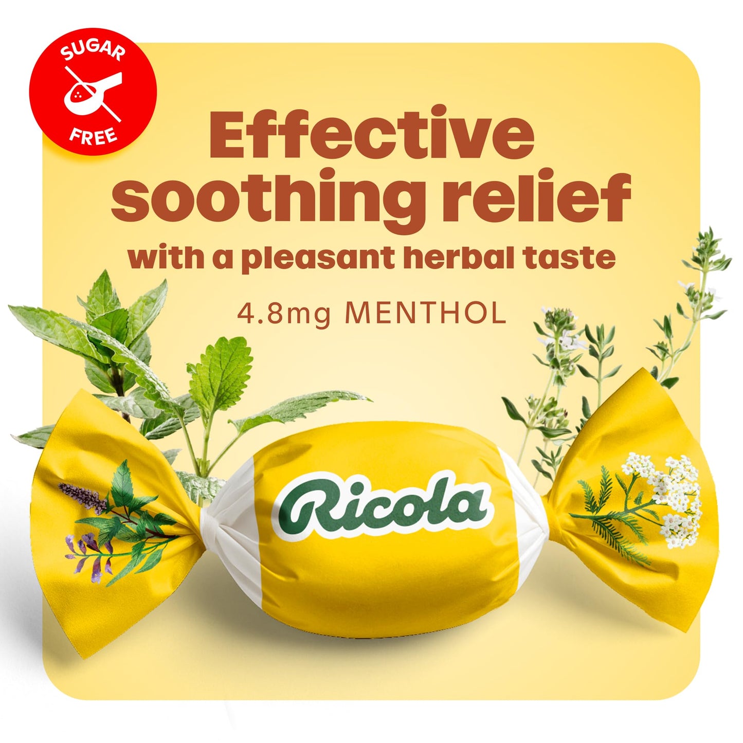Individual wrapped Ricola menthol cough drops