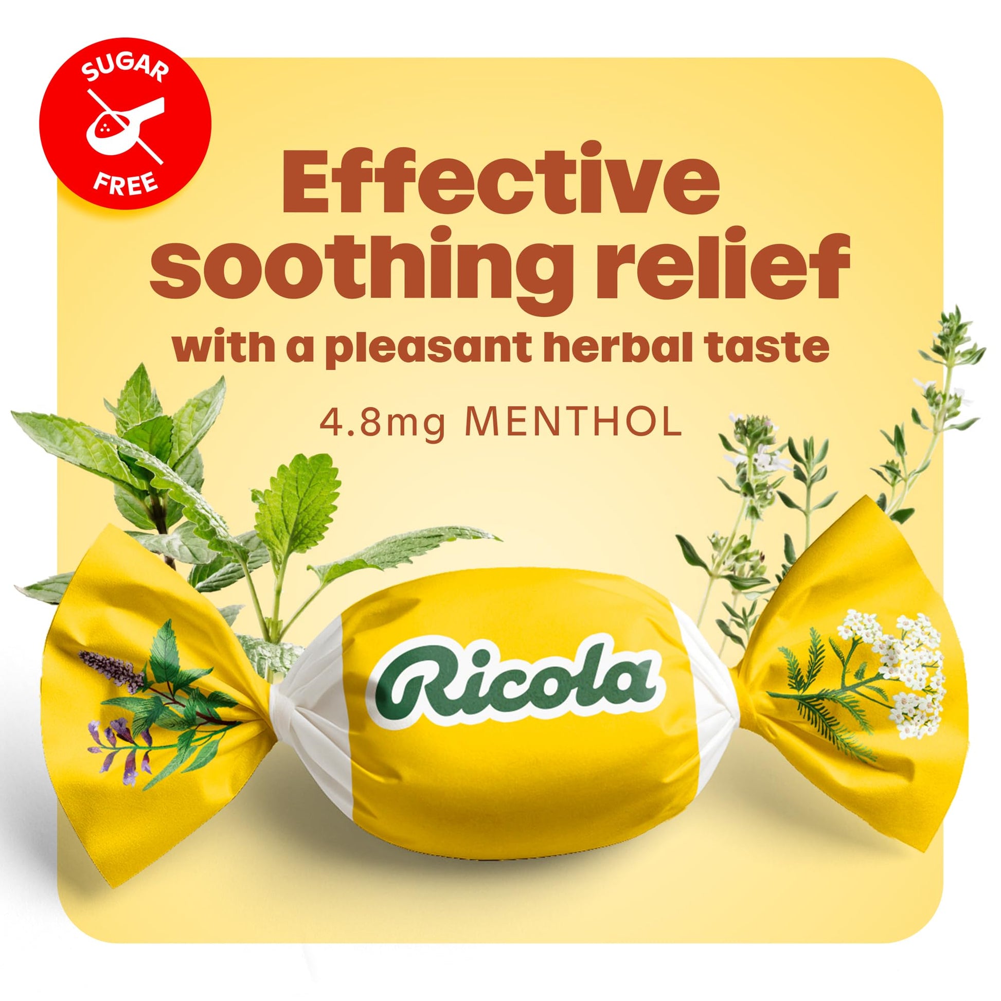 Individual wrapped Ricola menthol cough drops