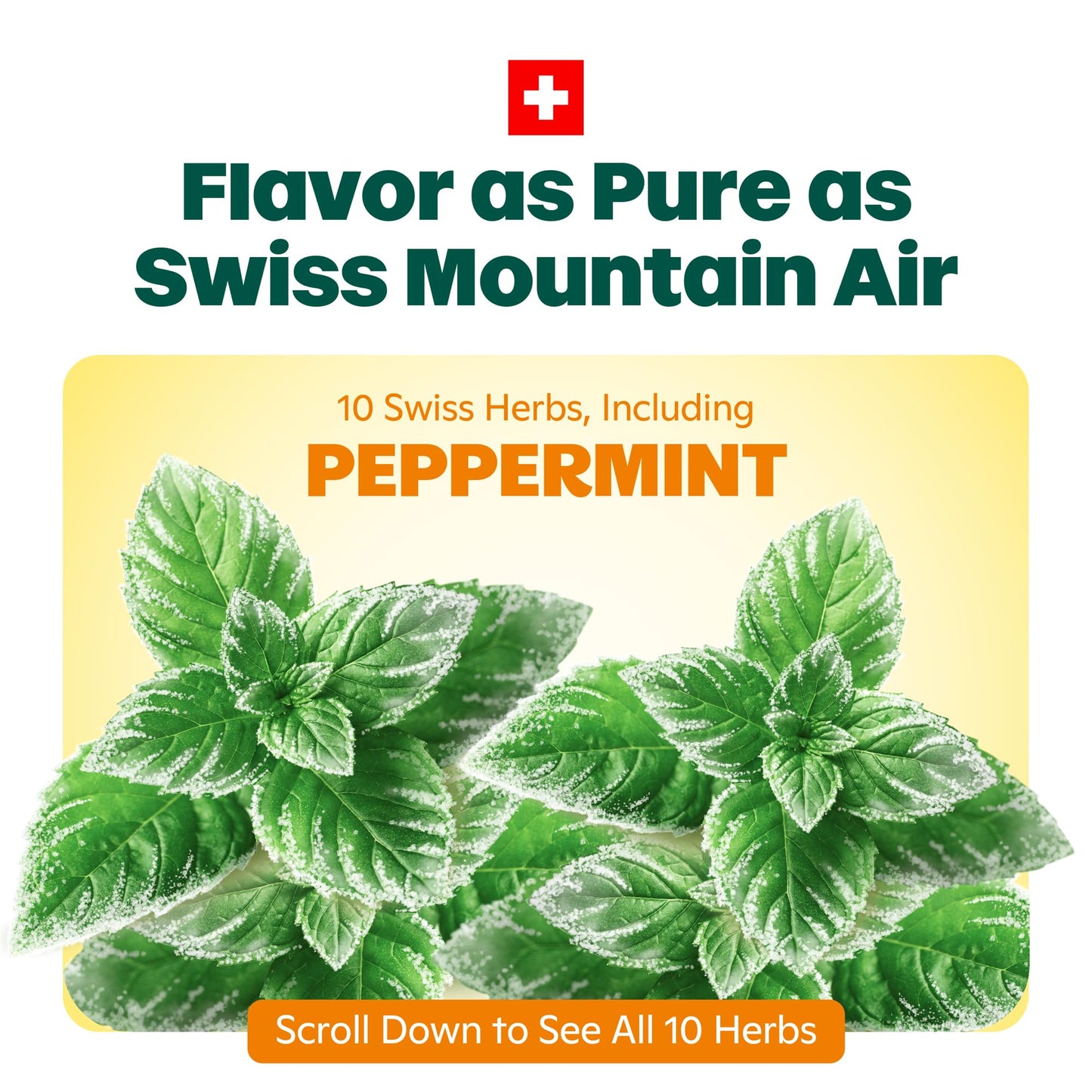 Side view of the imported Ricola MAX liquid center throat drops highlighting the authentic Swiss Alpine herbs blend