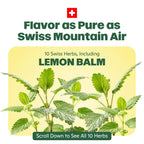 Imported Ricola lemon mint lozenges bag displayed flat displaying premium packaging and sugar free label