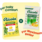 Back of Ricola lemon mint throat drops pack showing usage instructions and health warnings for consumer safety