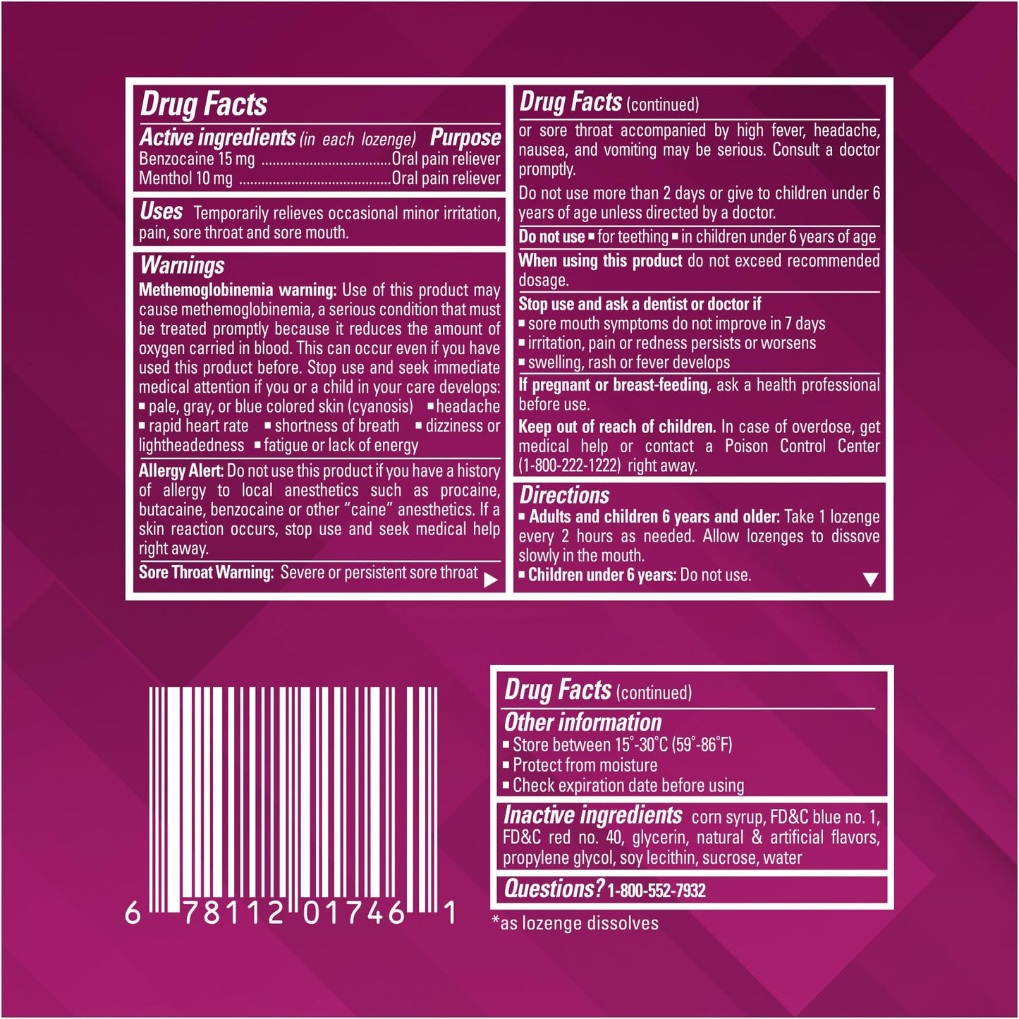 Chloraseptic fifteen count maximum strength throat lozenges full packaging display