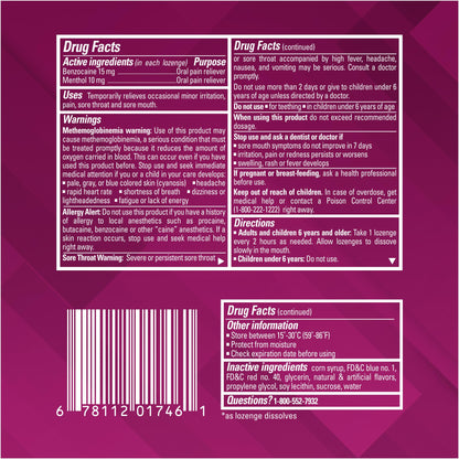 Chloraseptic fifteen count maximum strength throat lozenges full packaging display