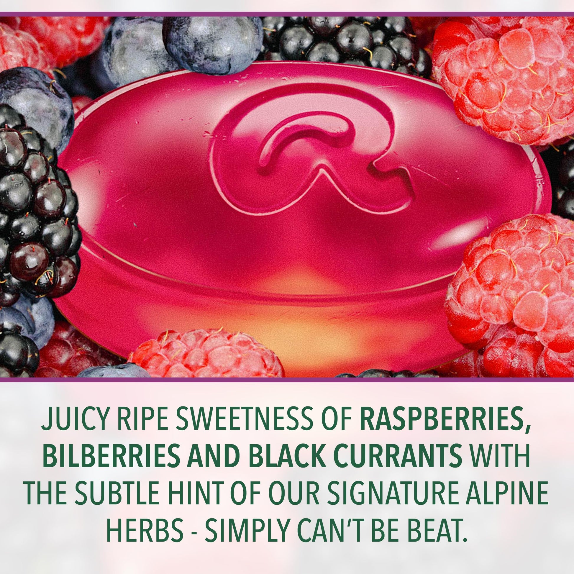 Imported Ricola berry medley oral anesthetic lozenges showing ingredients list