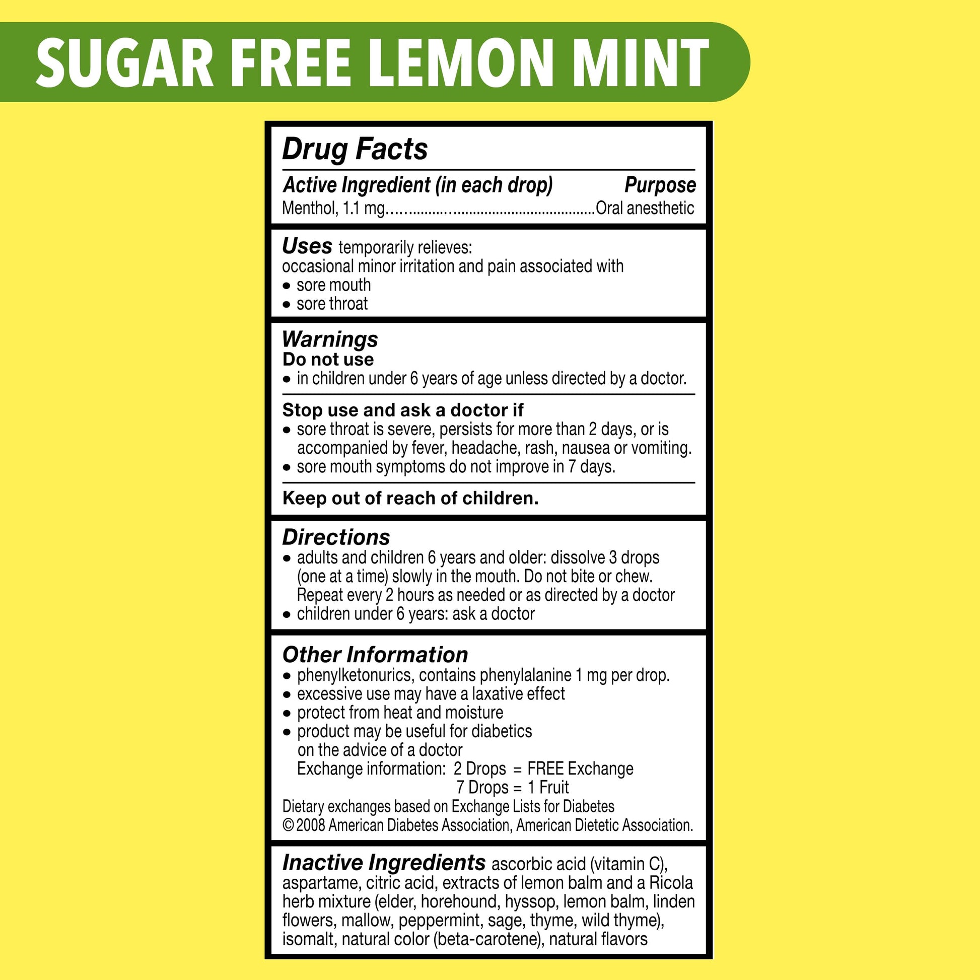 Ricola oral anesthetic sugar free cough drops for scratchy throat comfort