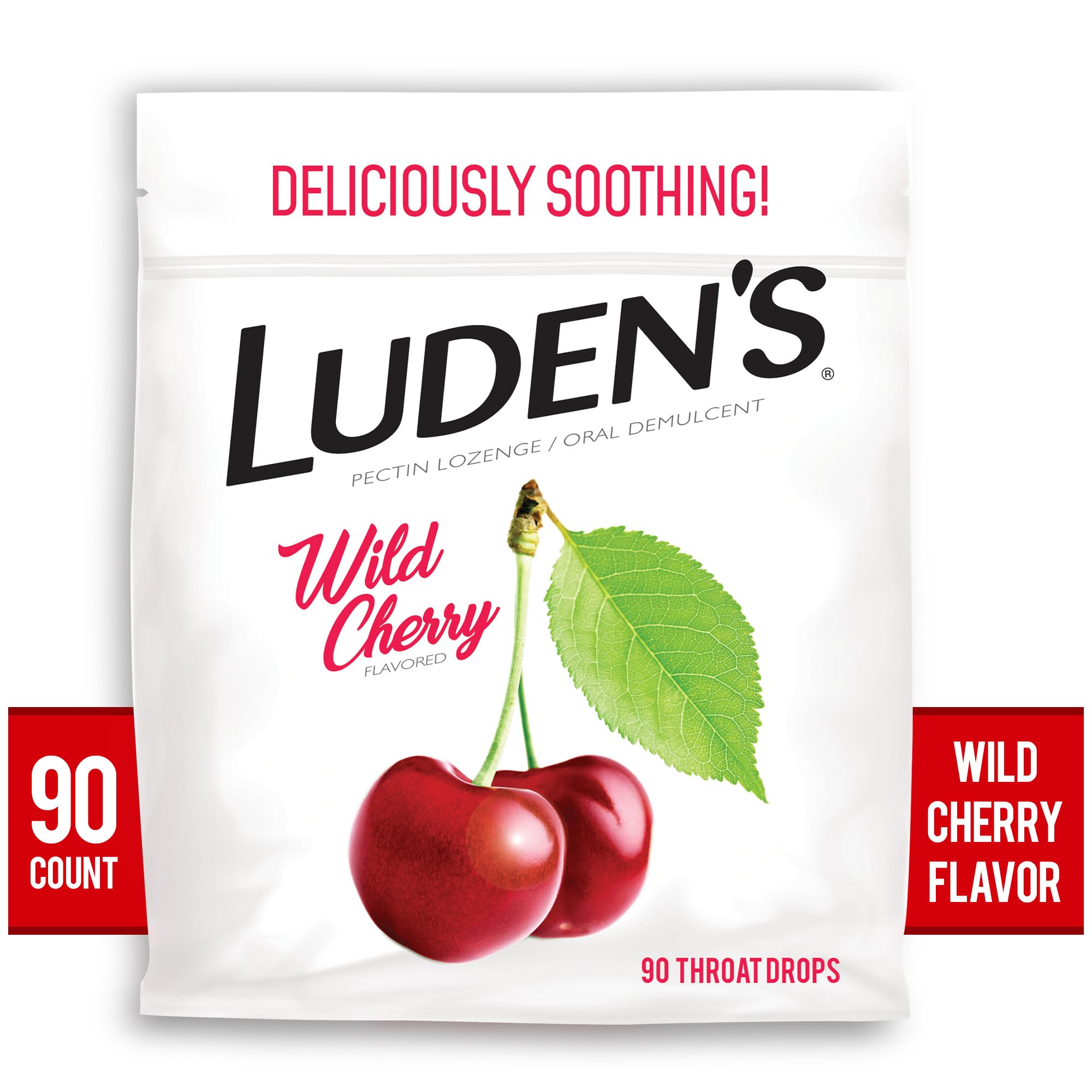 Luden's wild cherry throat drops pectin lozenges for dry mouth relief
