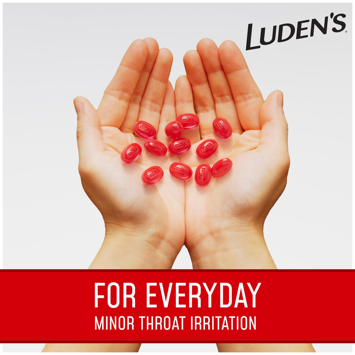 Luden's sore throat drops 90 count resealable bag back view with ingredients