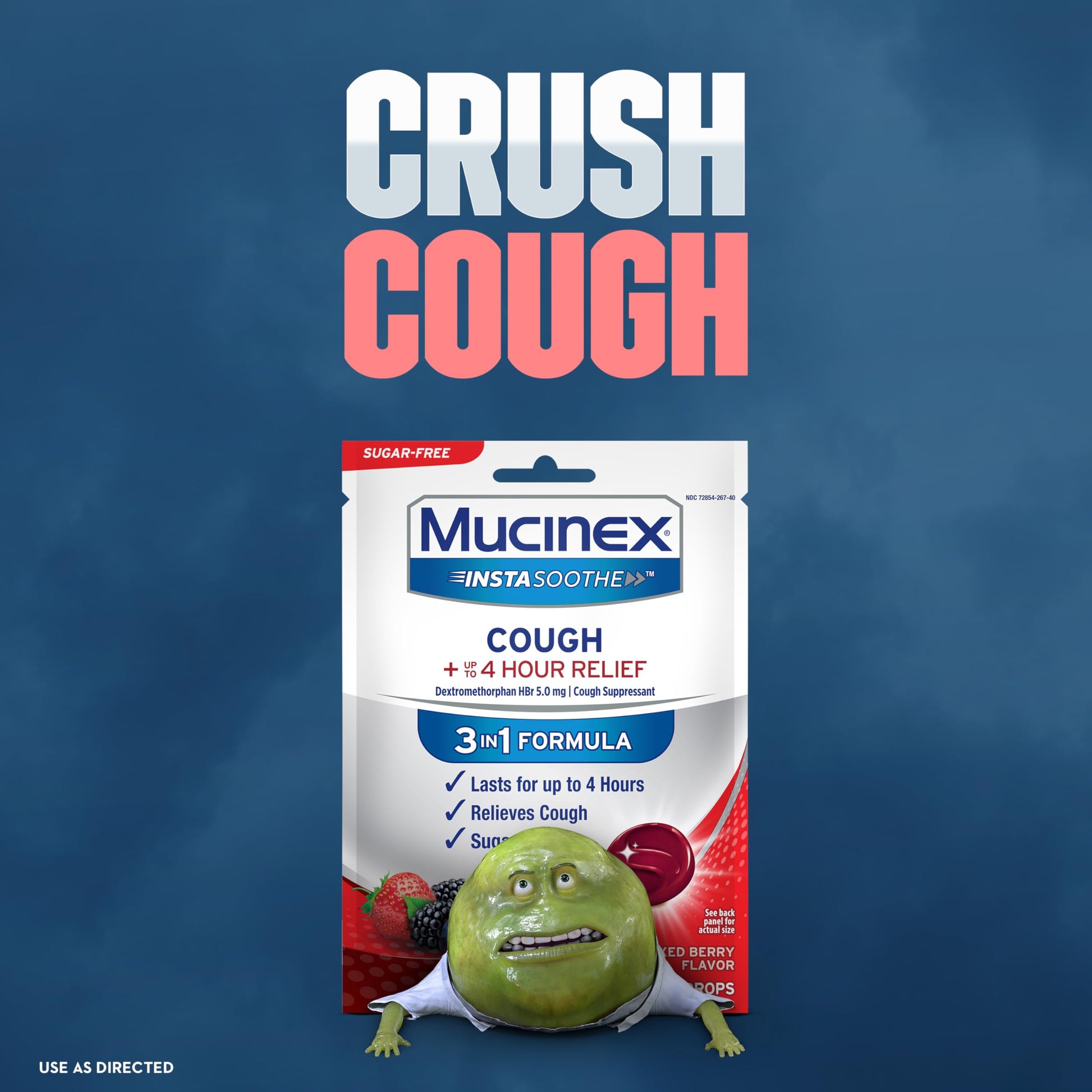Side view of Mucinex Instasoothe 40 count box