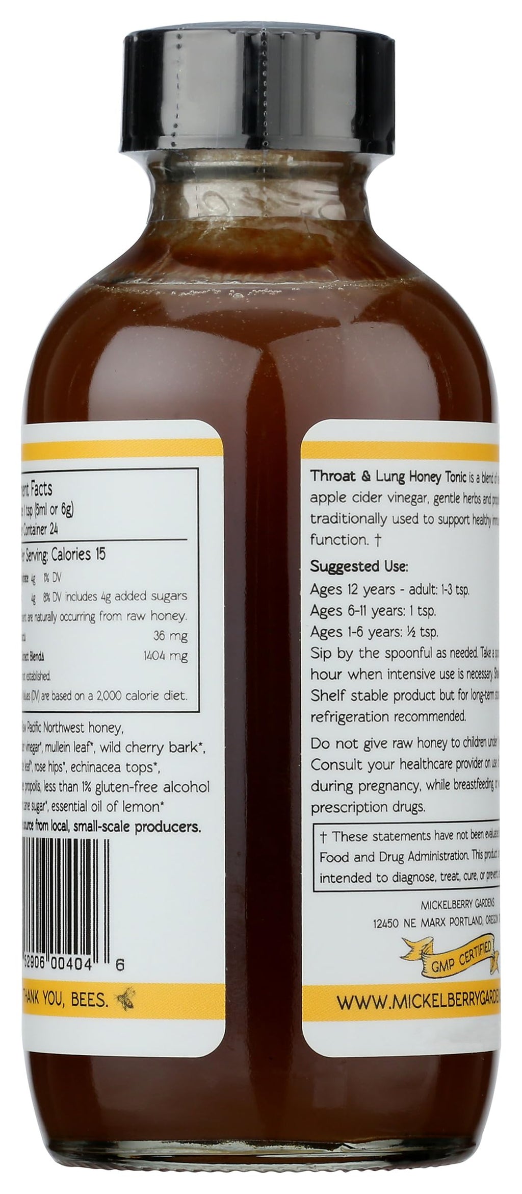 Mickelberry Gardens immune support wellness syrup bottle displayed on a clean background.