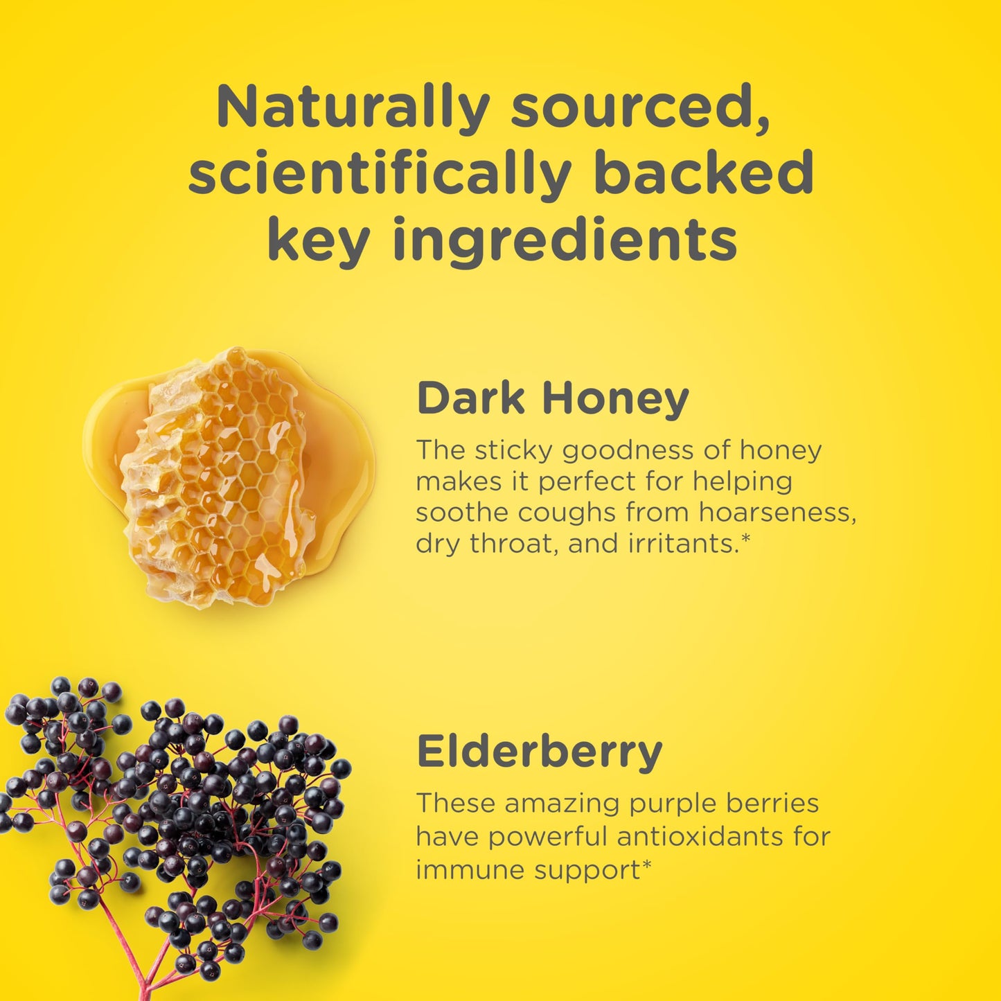 Zarbee's drug free kids cough syrup with dark honey and elderberry close up view
