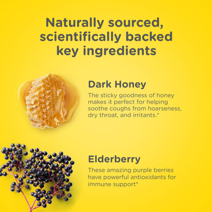 Zarbee's drug free kids cough syrup with dark honey and elderberry close up view