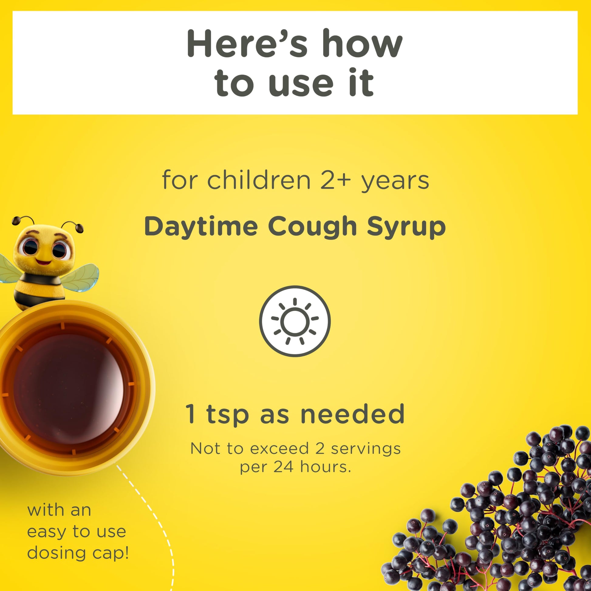 Zarbee's dark honey elderberry zinc and vitamin D pediatric cough relief liquid