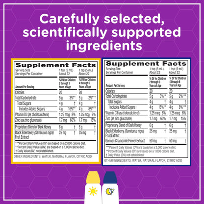 Side view of Zarbee's value pack box highlighting drug free and alcohol free pediatric formula.