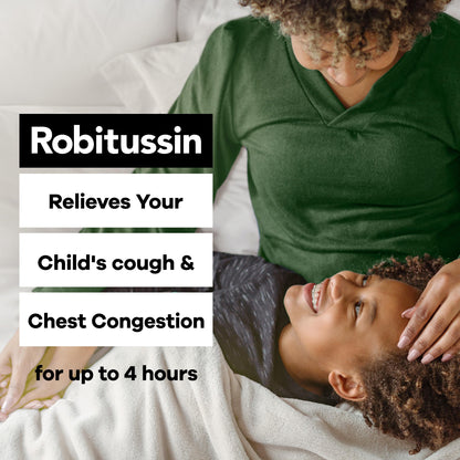 Three bottles of imported children's robitussin honey mucus expectorant standing upright side by side.