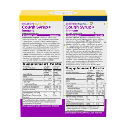 Authentic USA imported Zarbee's kids day and night immune protection pack standing upright.