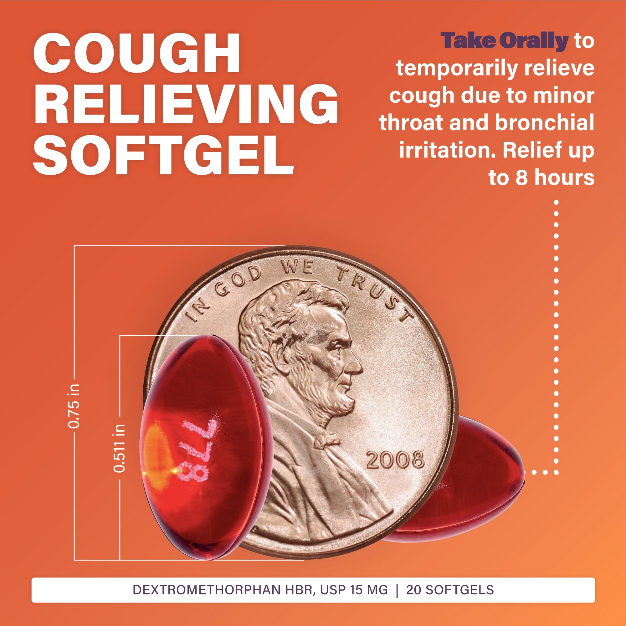 Rugby 15 mg cough suppressant liquid gels showing clear medicine capsule details.