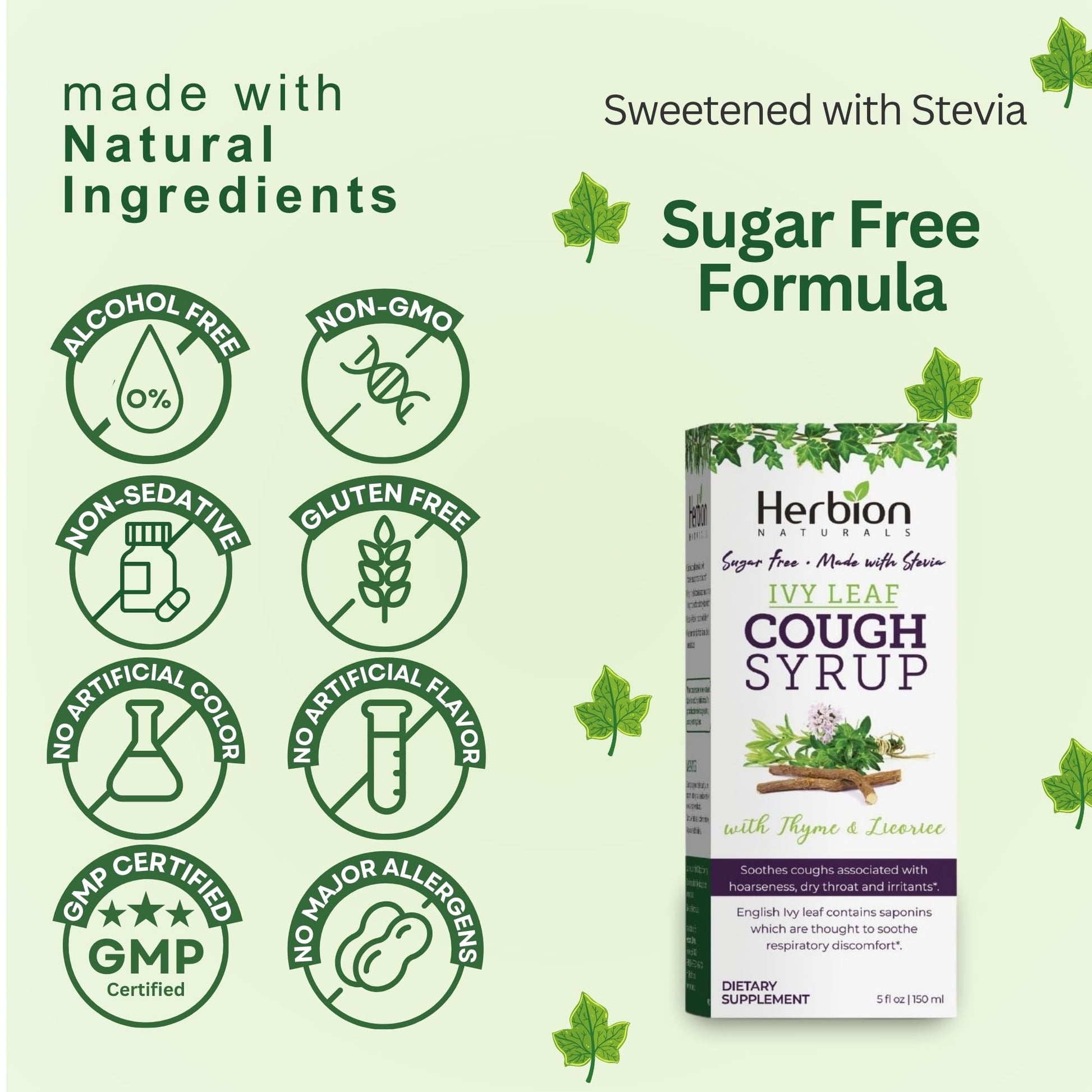 Authentic Herbion non sedative dietary supplement packaging for adult cough relief
