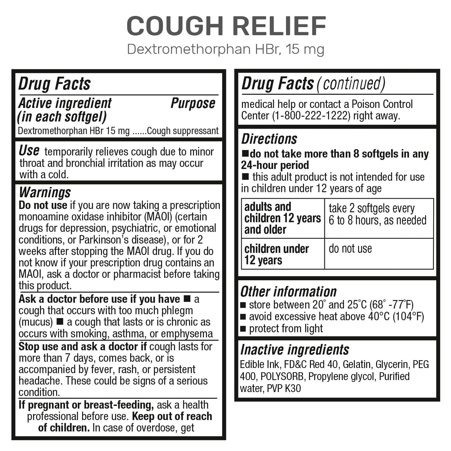 Side angle view of USA imported Puregen Labs cough relief 120 softgels twin pack.